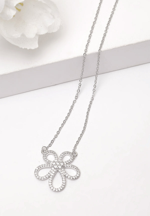 Collier en cristal floral blanc