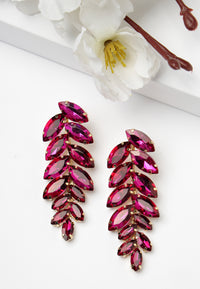 Earrings Drop Cruth Duilleog Dorcha Pink