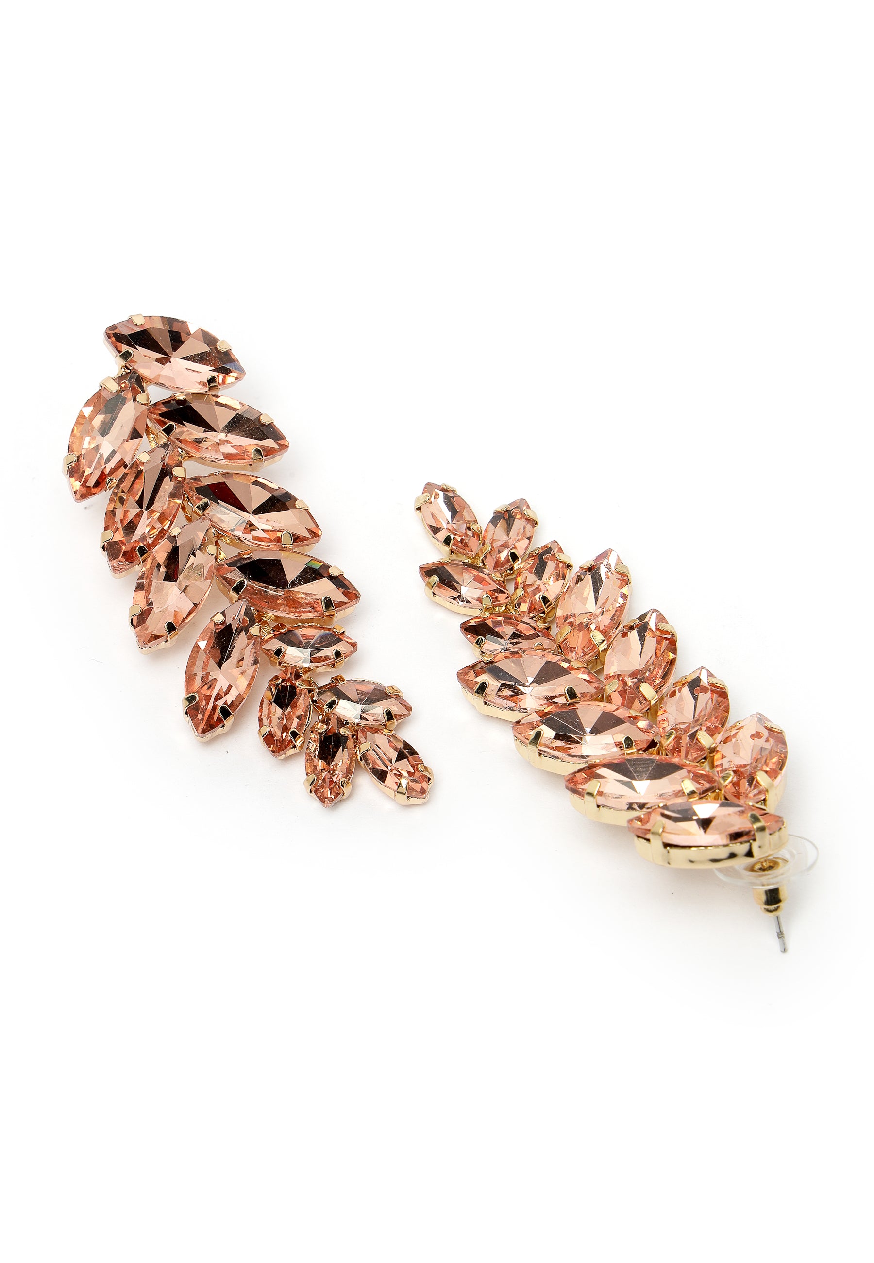 Peach Leaf-Shaped Drop Earrings