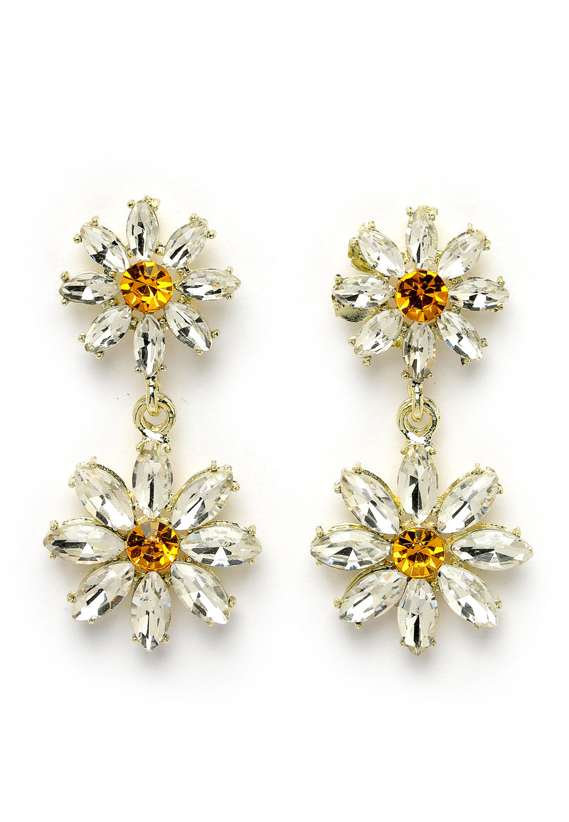 Boucles d'oreilles pendantes marguerite blanche