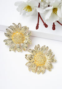 Gold-Coloured Floral Sud Earrings