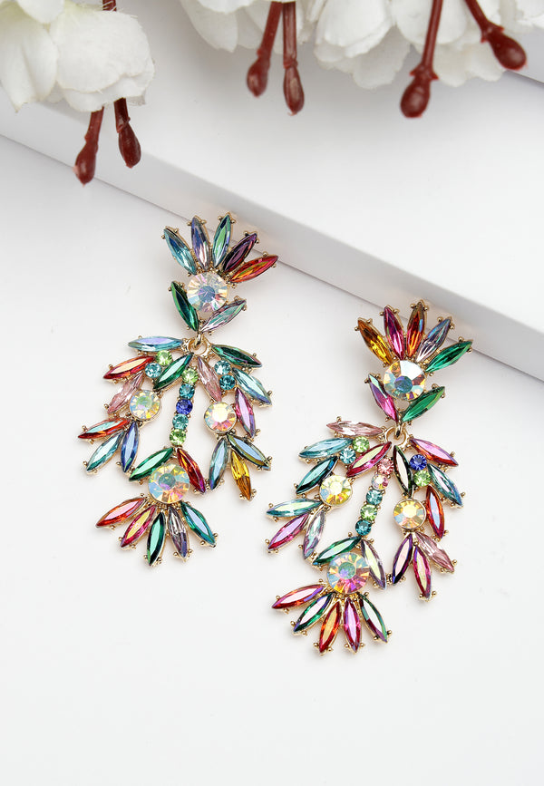 Boucles d'Oreilles Fantaisie Plume Florale