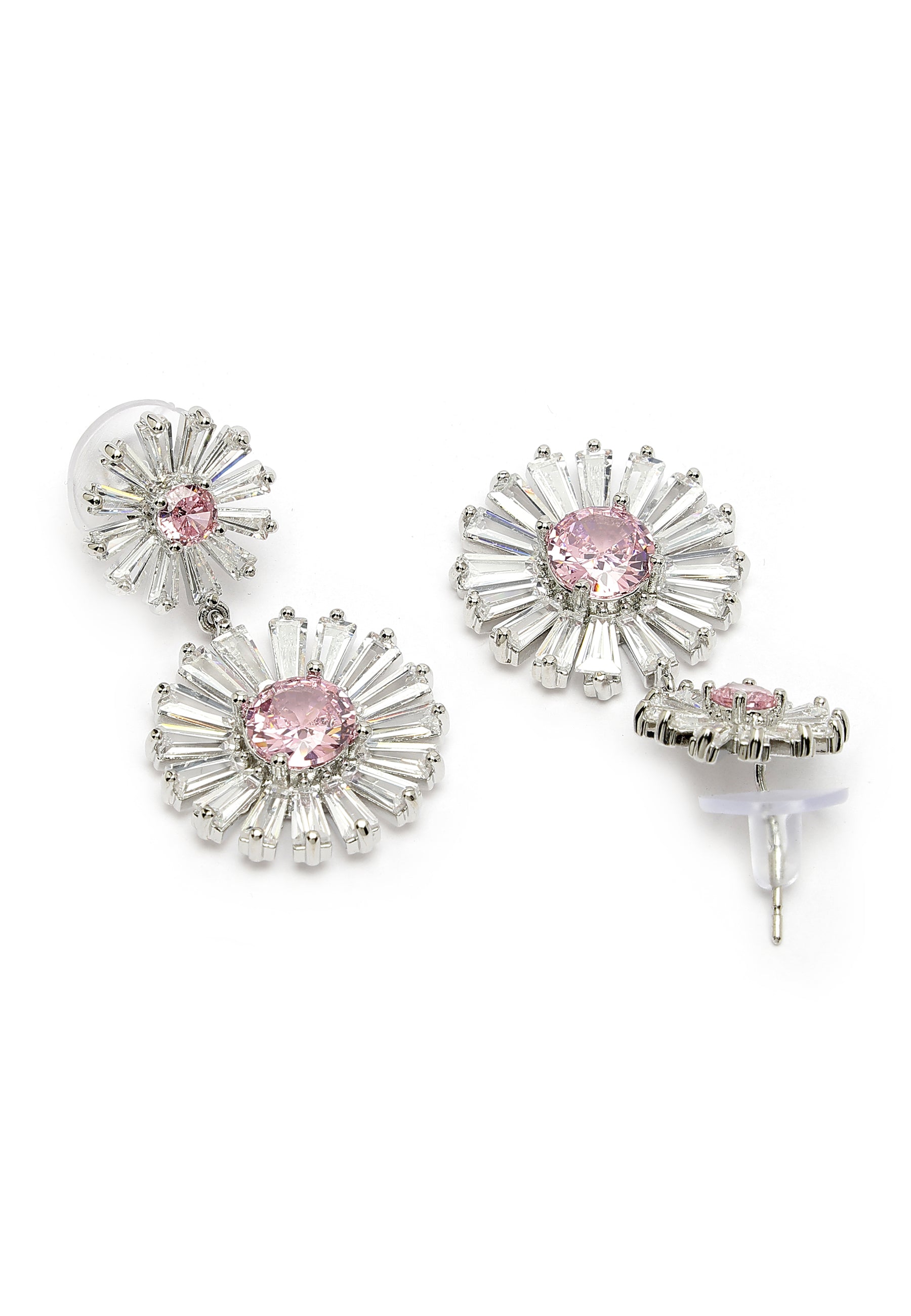 Boucles d'oreilles pendantes double marguerite