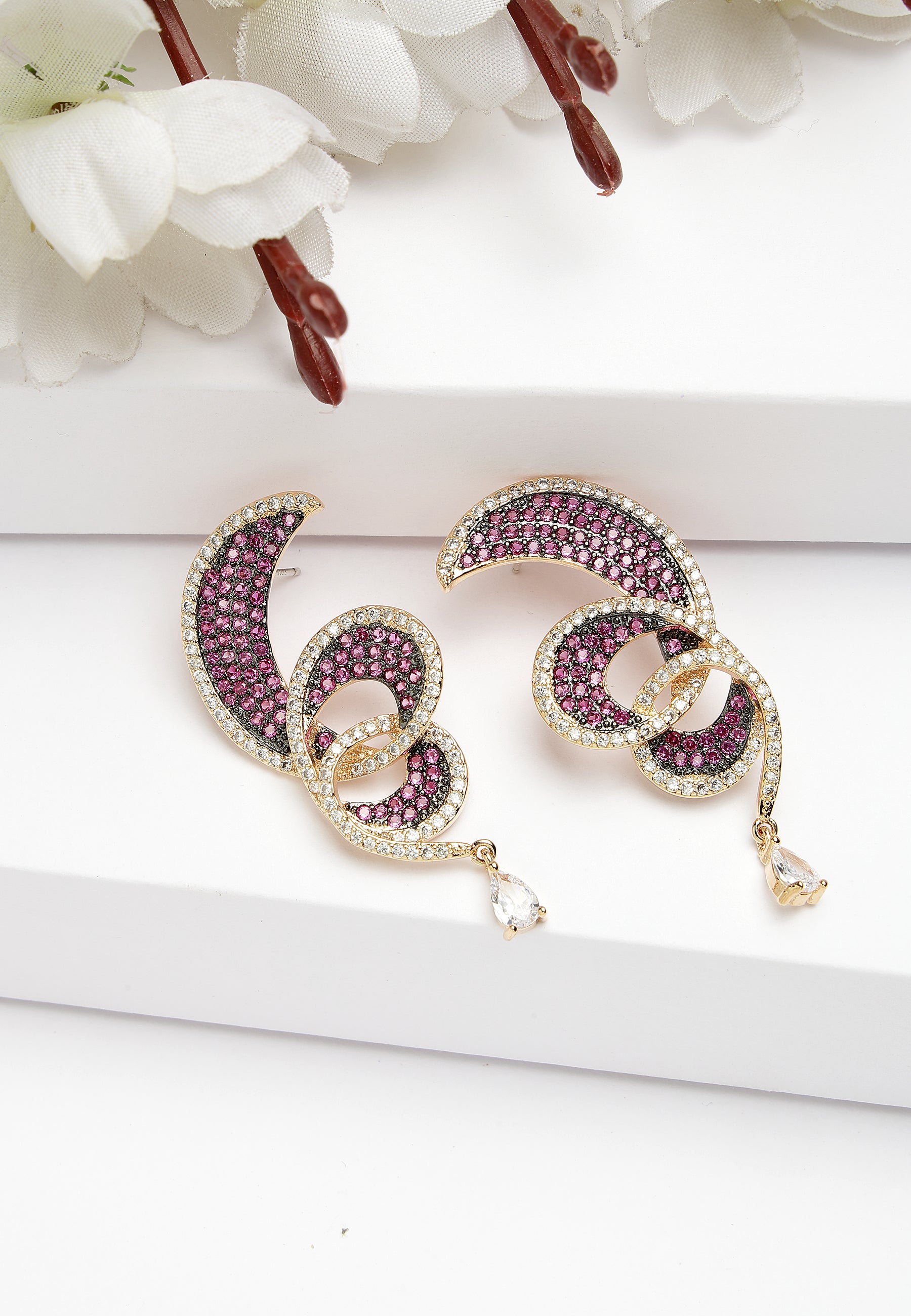 Zirconia Intertwined Drop Earrings