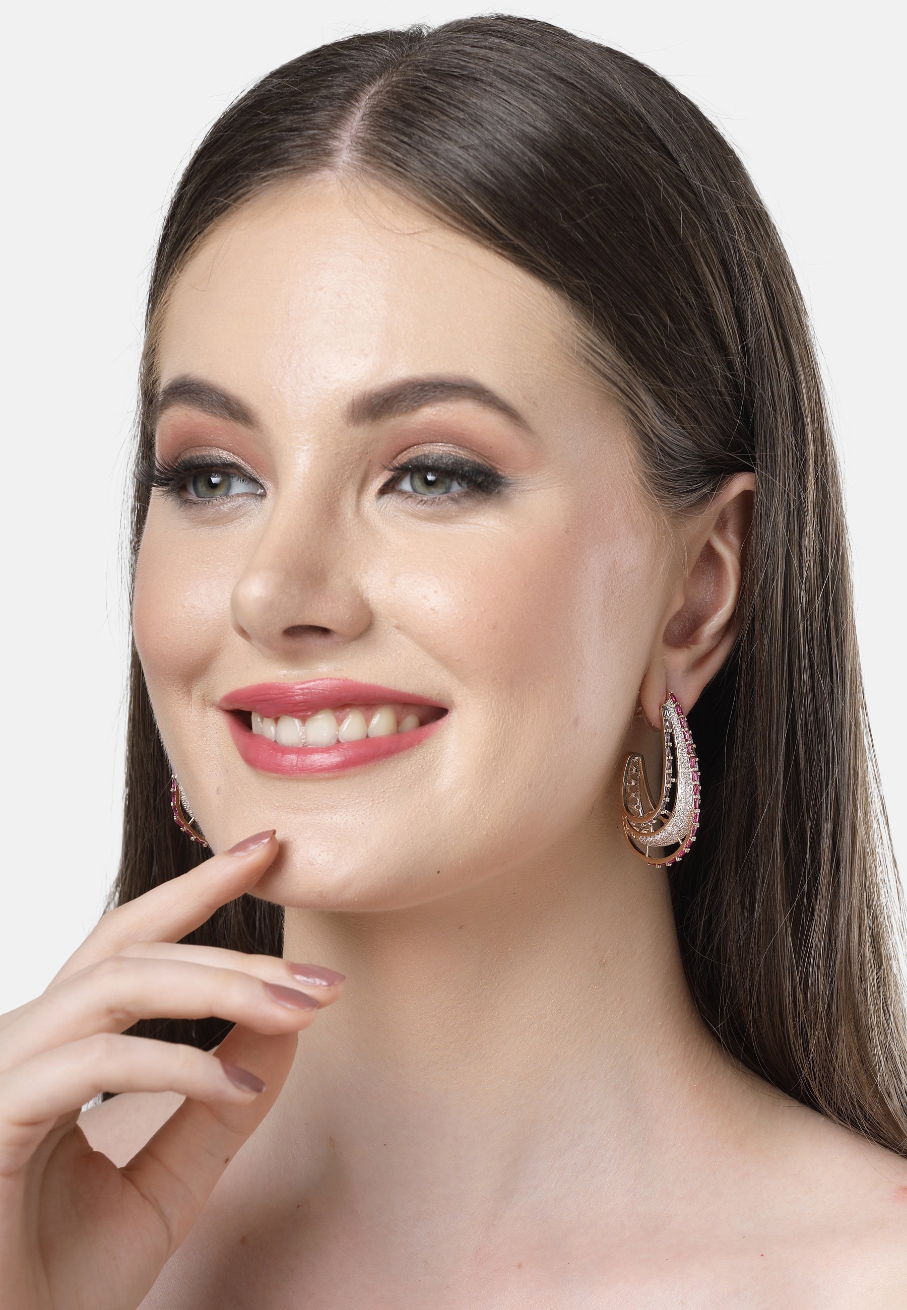 Zirconia Cashew Shaped Hoops