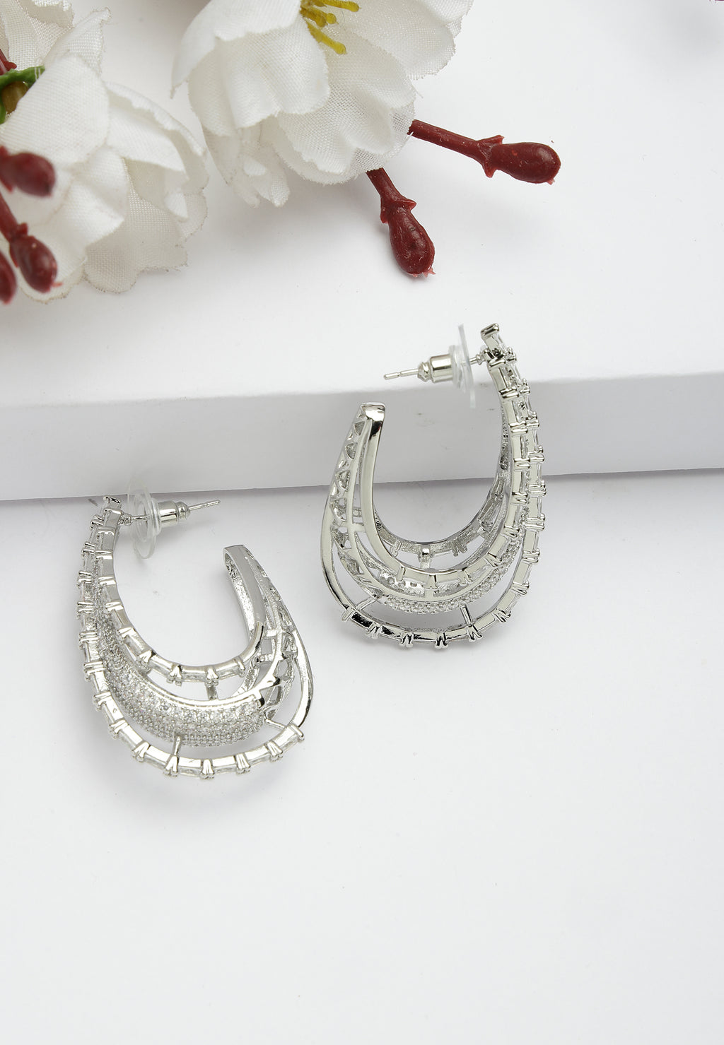 Cubic Zirconia Layered Hoops