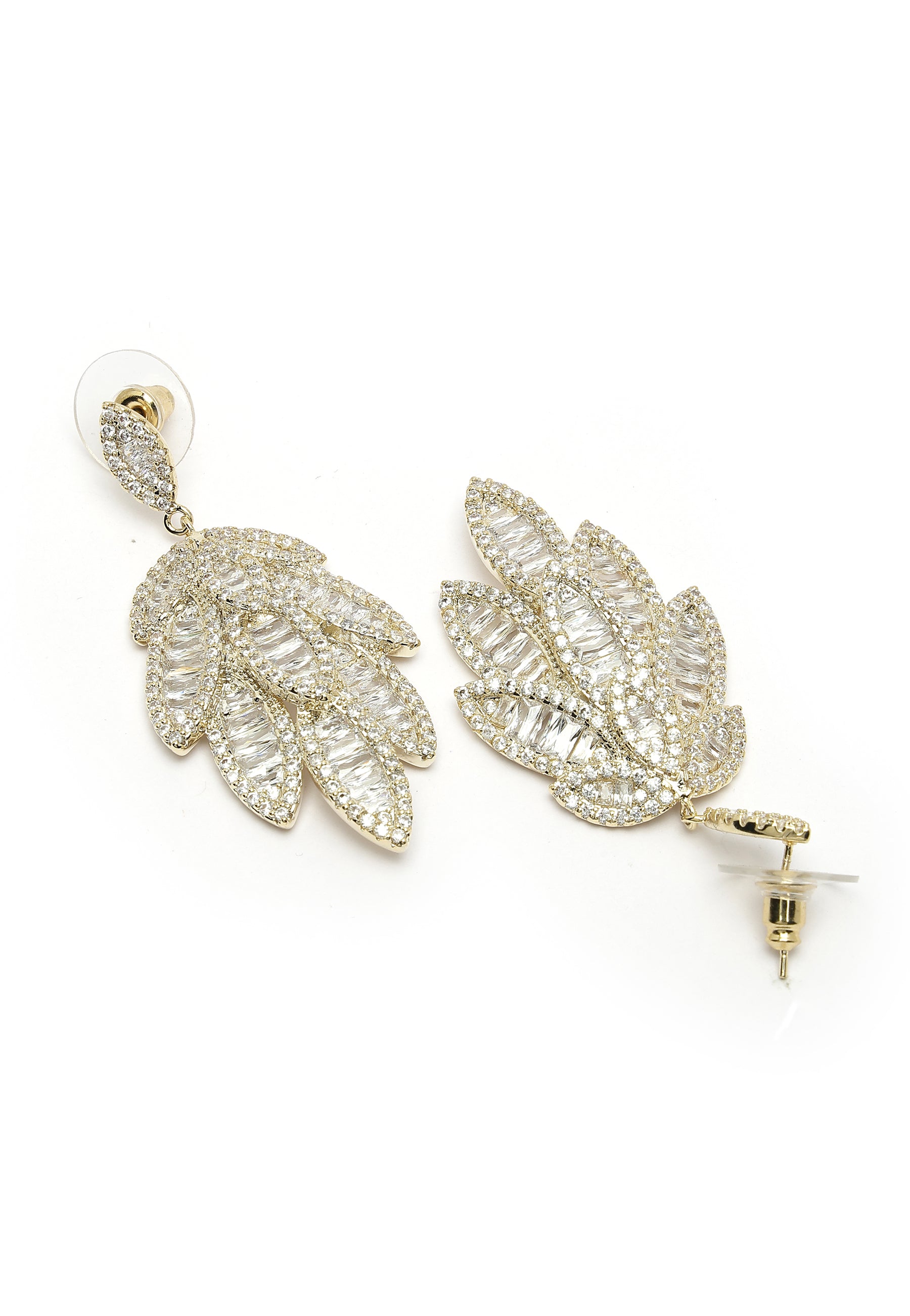 Cubic Zirconia Willow Leaf Dangle øreringe