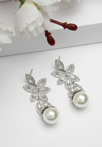 Zirconia Hollow Floral Dangles