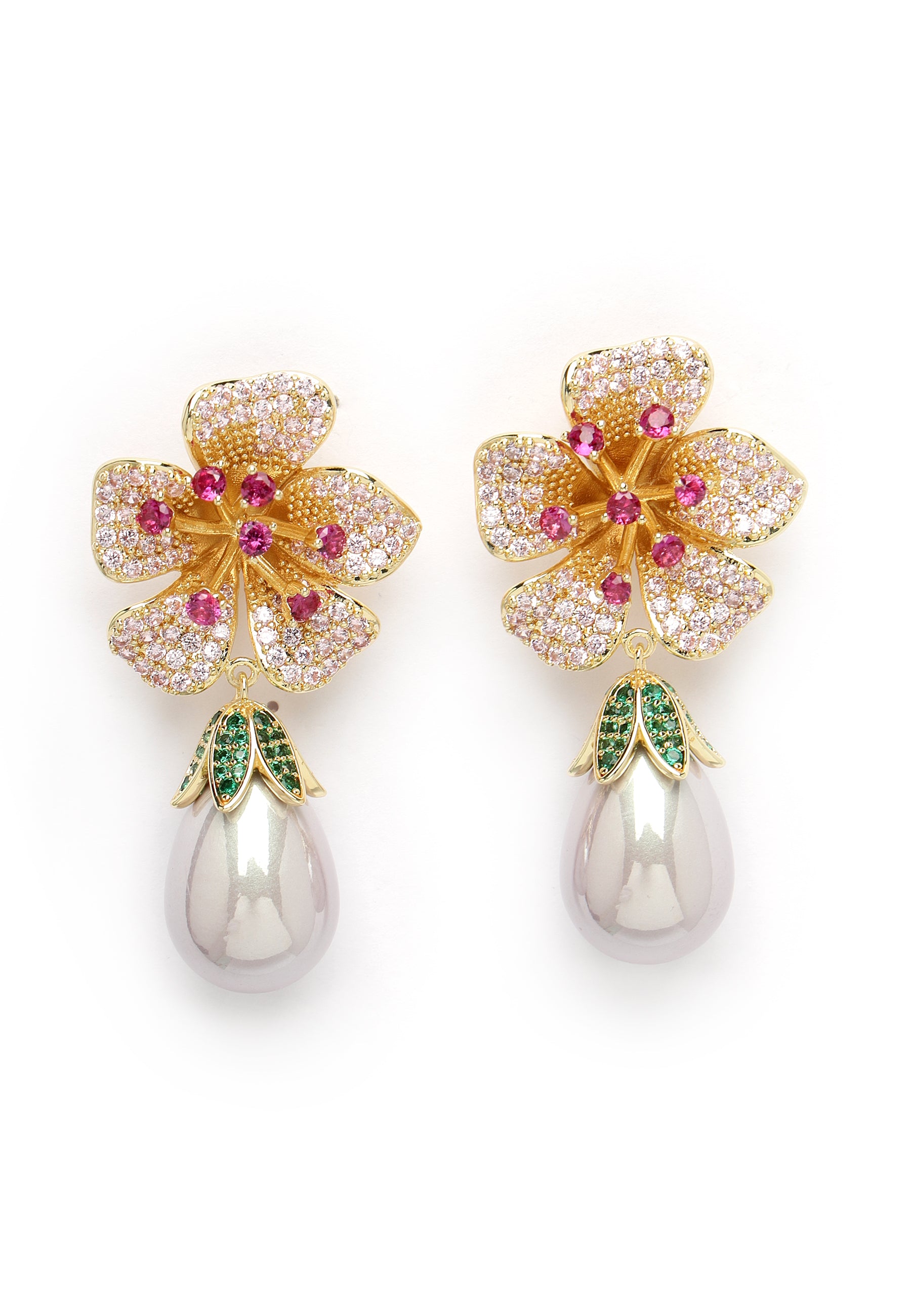 Zirconia Floral Drop Earrings