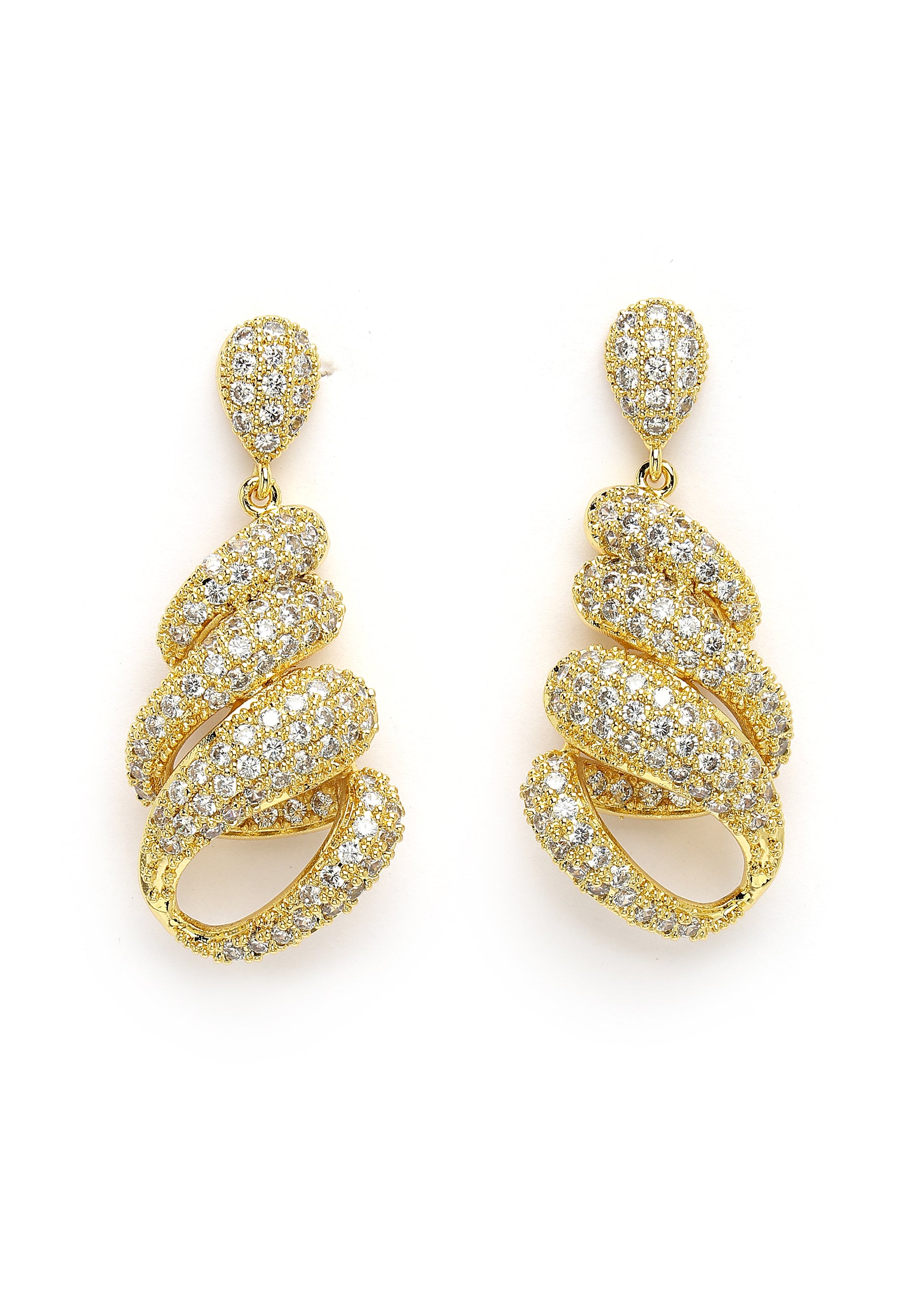 Boucles d'oreilles torsadées en zircon brillant