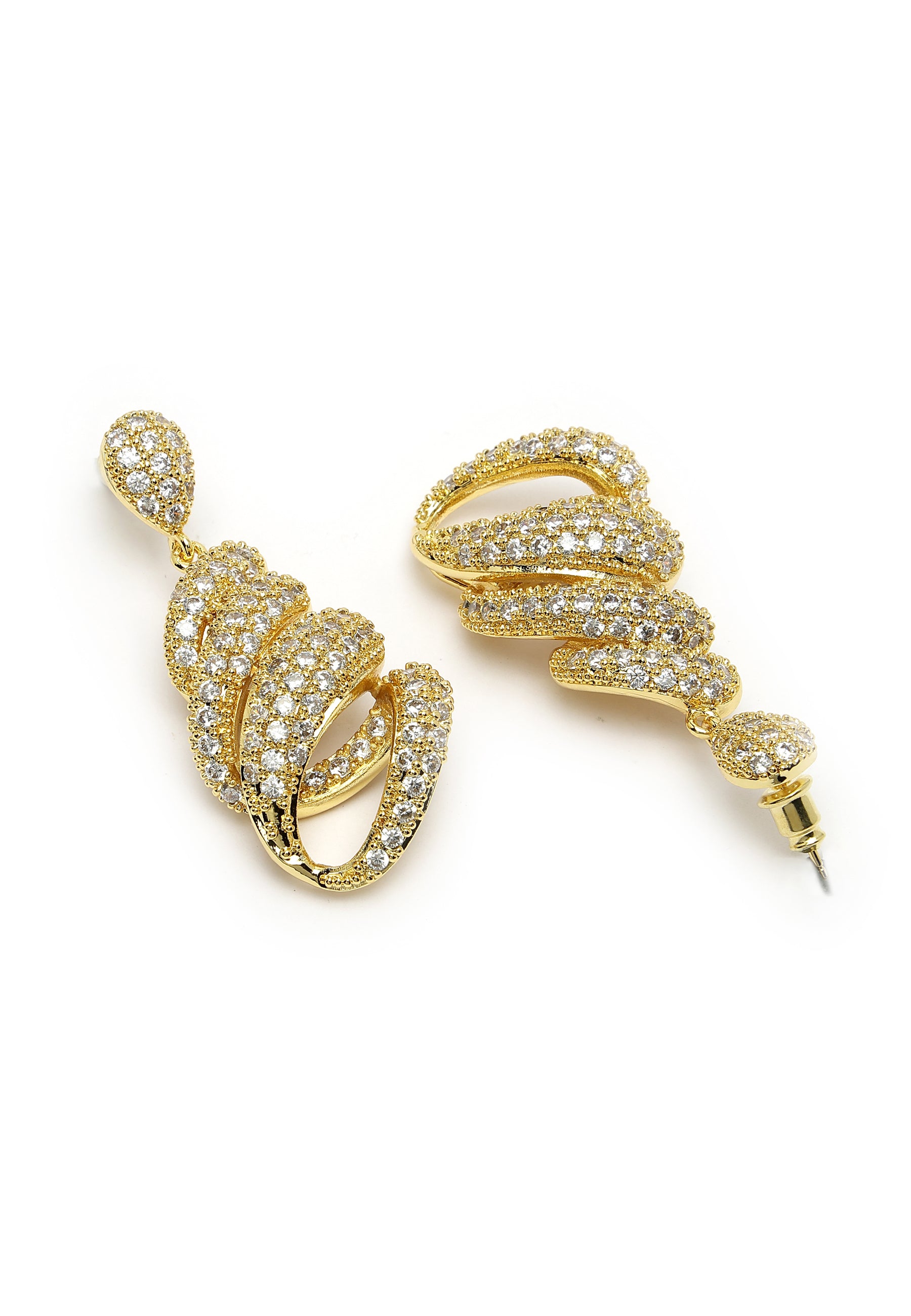 Gleaming Zircon Twisted Earrings