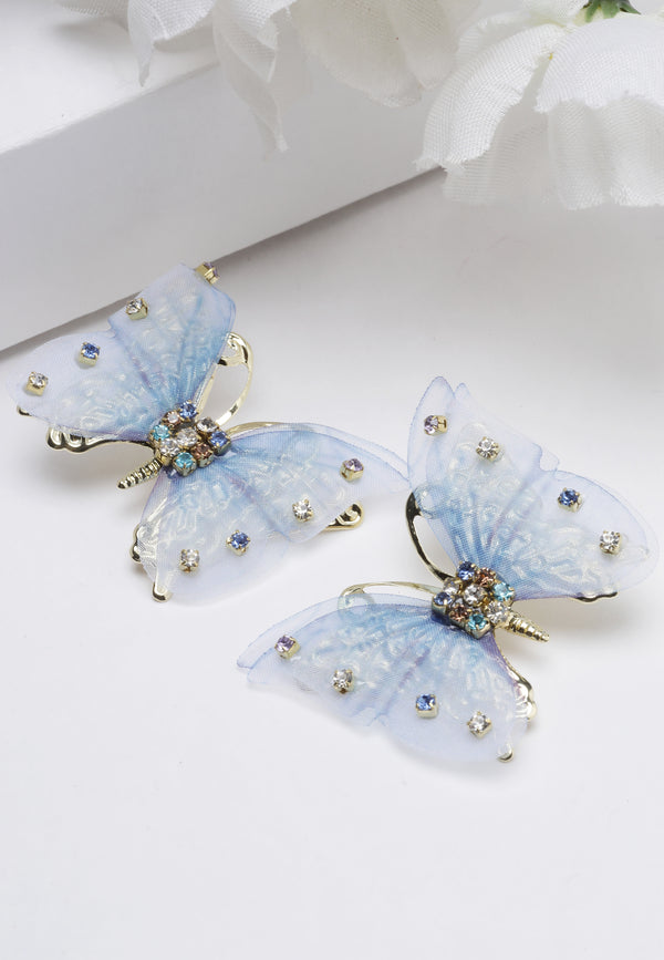 Boucles d'oreilles papillon bleu