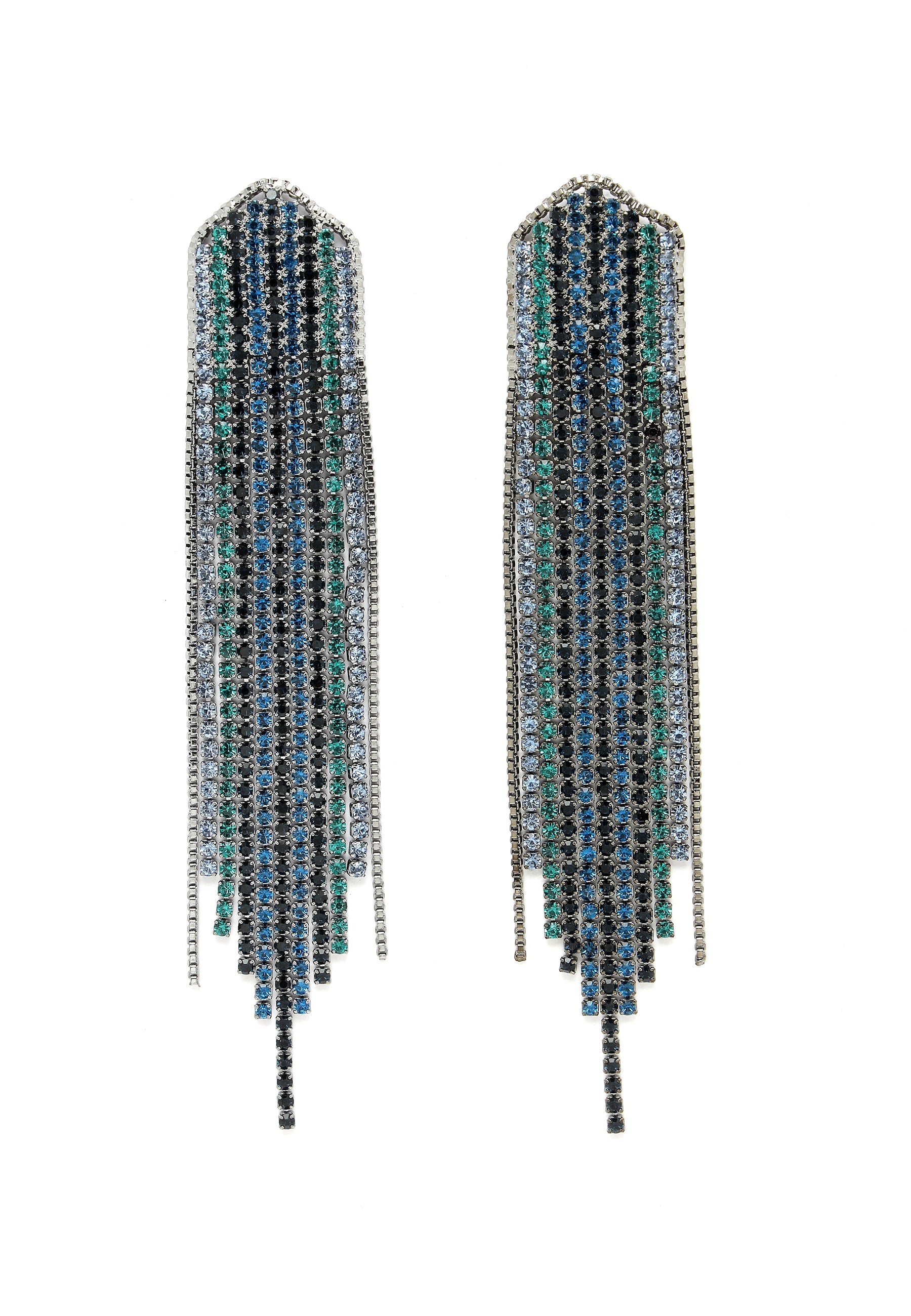 Crystal Fringe Earrings In Blue