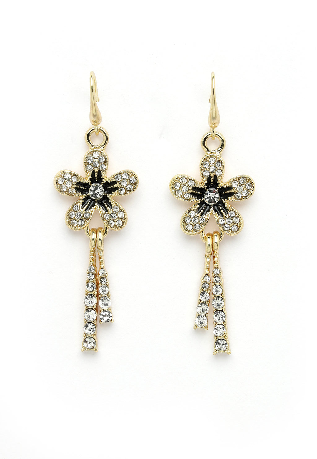 Gold-Colored Crystal Floral Chimes Earrings