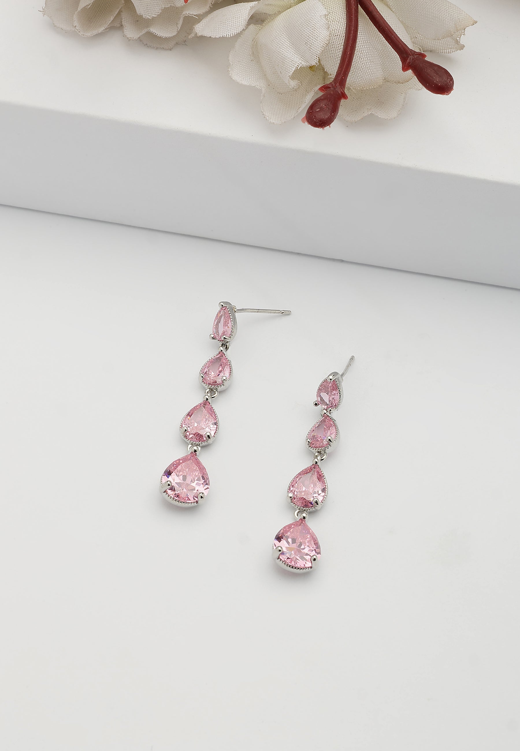 Pink Waterfall Drop Earrings