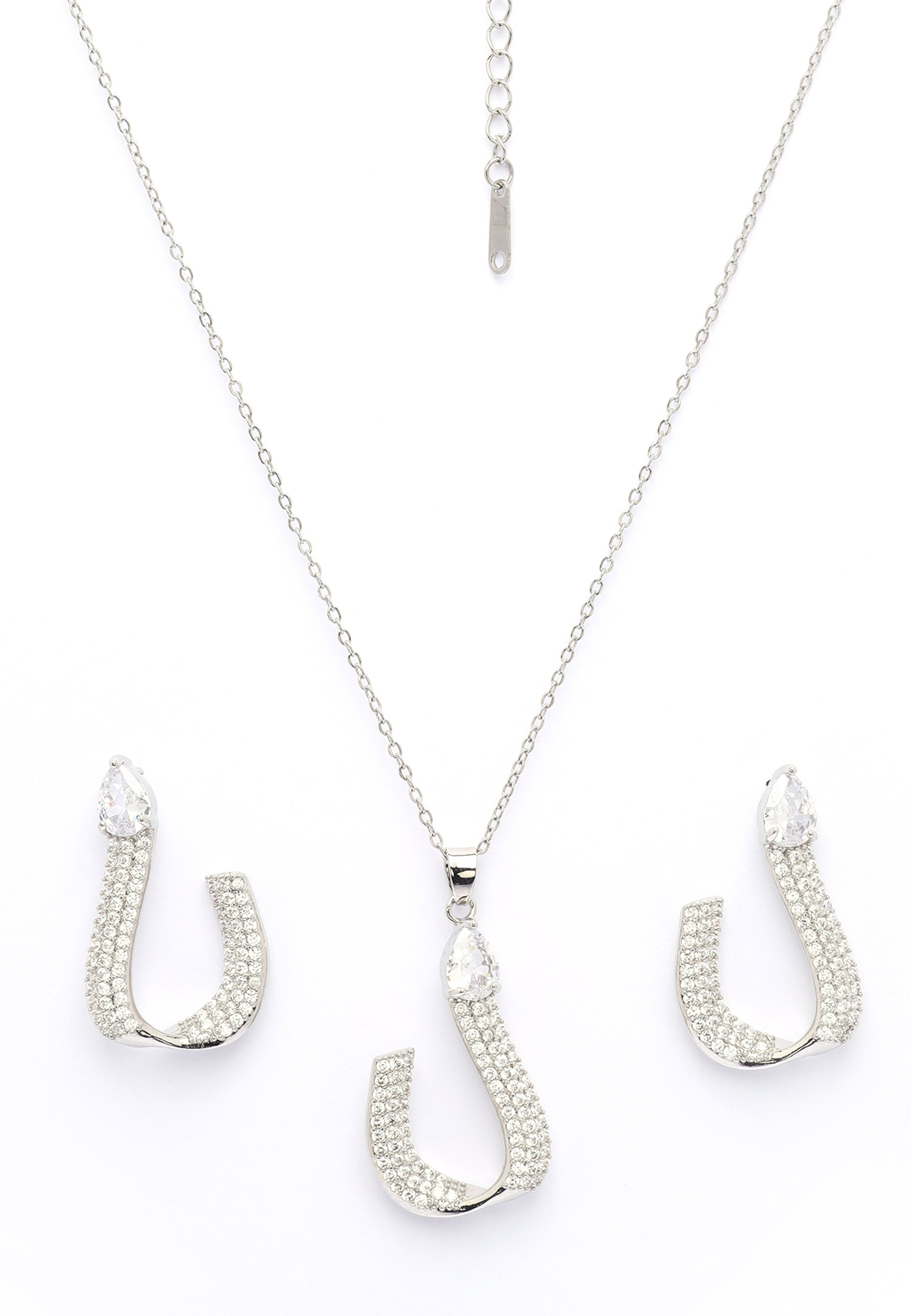 Shimmering Charm Horseshoe Earrings and Necklace Set