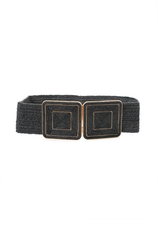 Ceinture à boucle crochue noire chic
