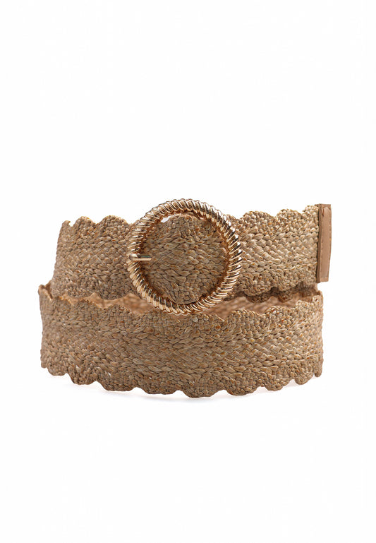 Ceinture Élastique Ronde Boucle Beige Chic