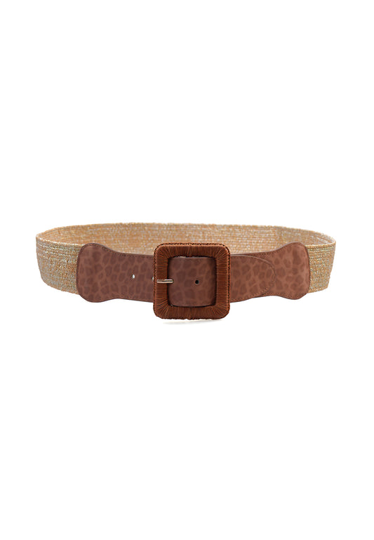 Ceinture large imprimé tigre beige
