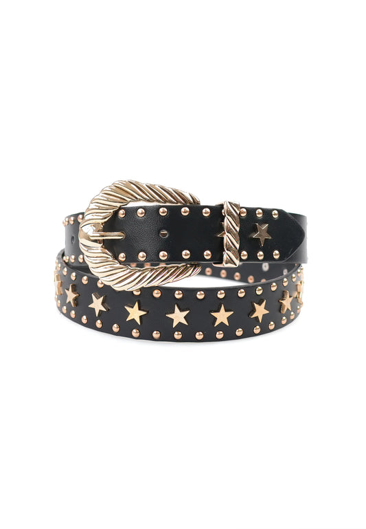 Ceinture noire élégante avec des détails en étoile