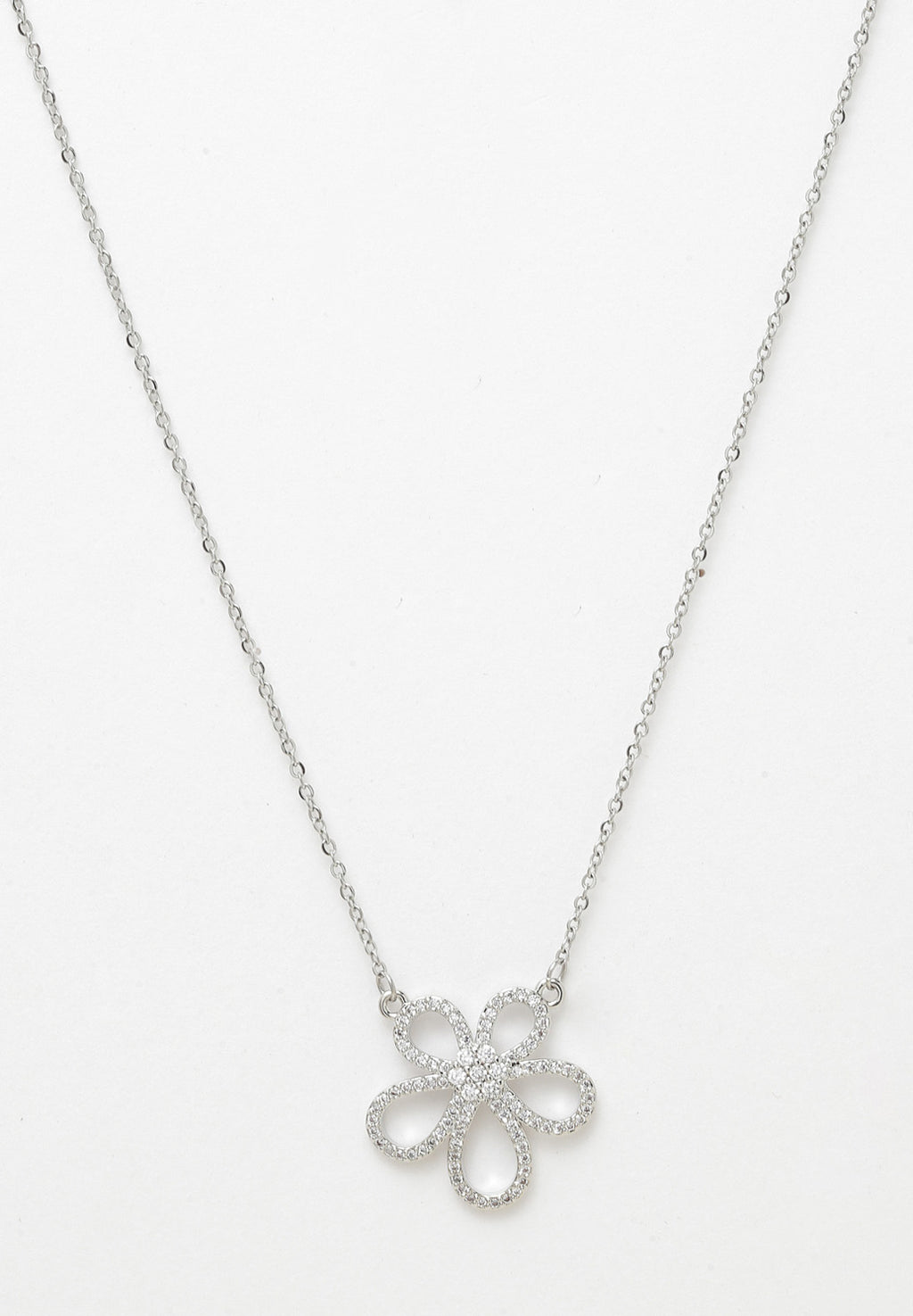 Weiße Blumen-Kristall-Halskette