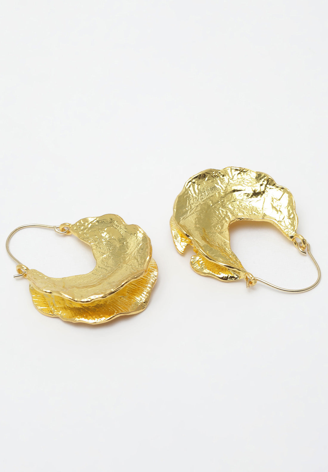 Metallisk guld runde bøjle øreringe