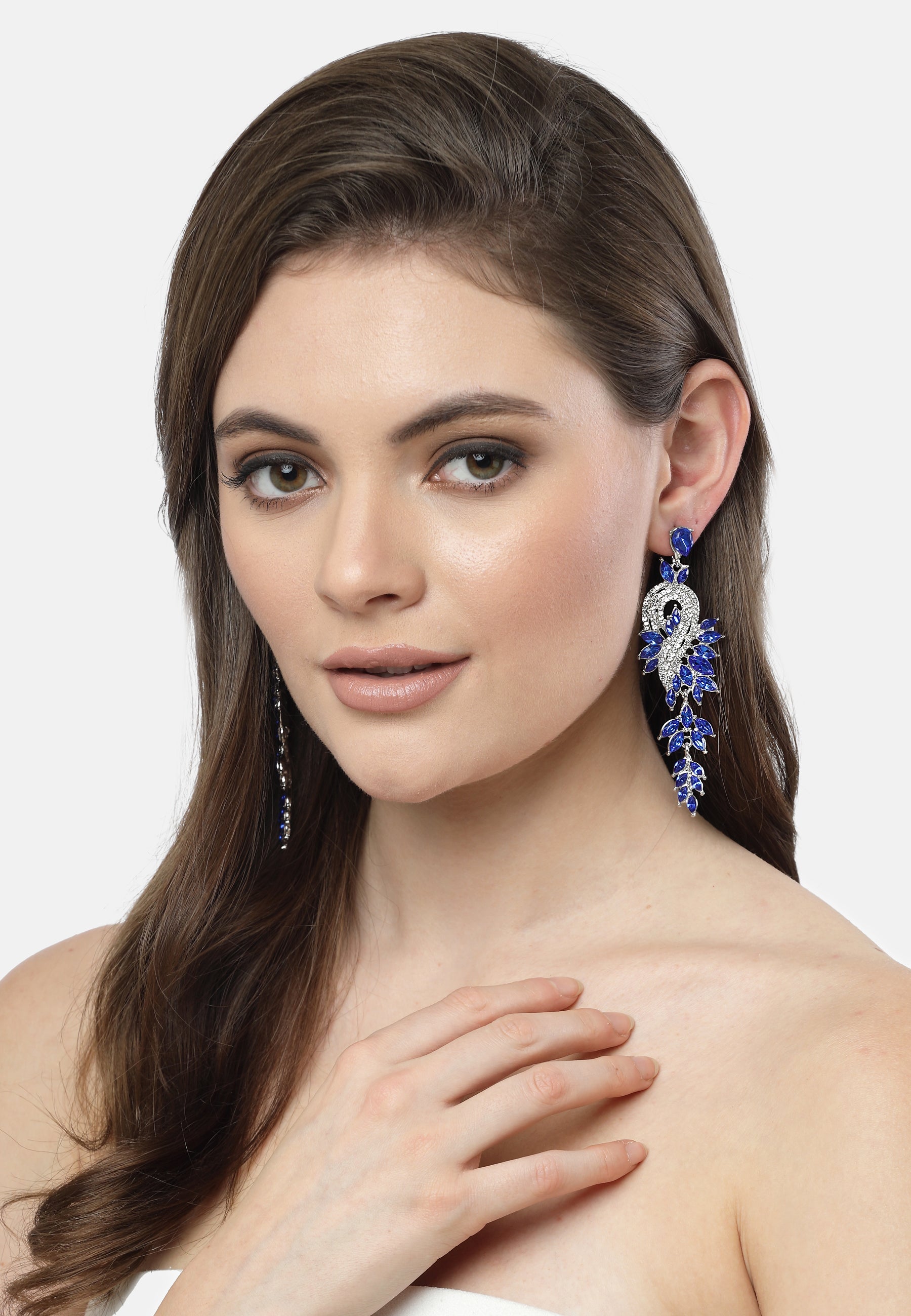 Blaue Kristallblatt-Ohrringe