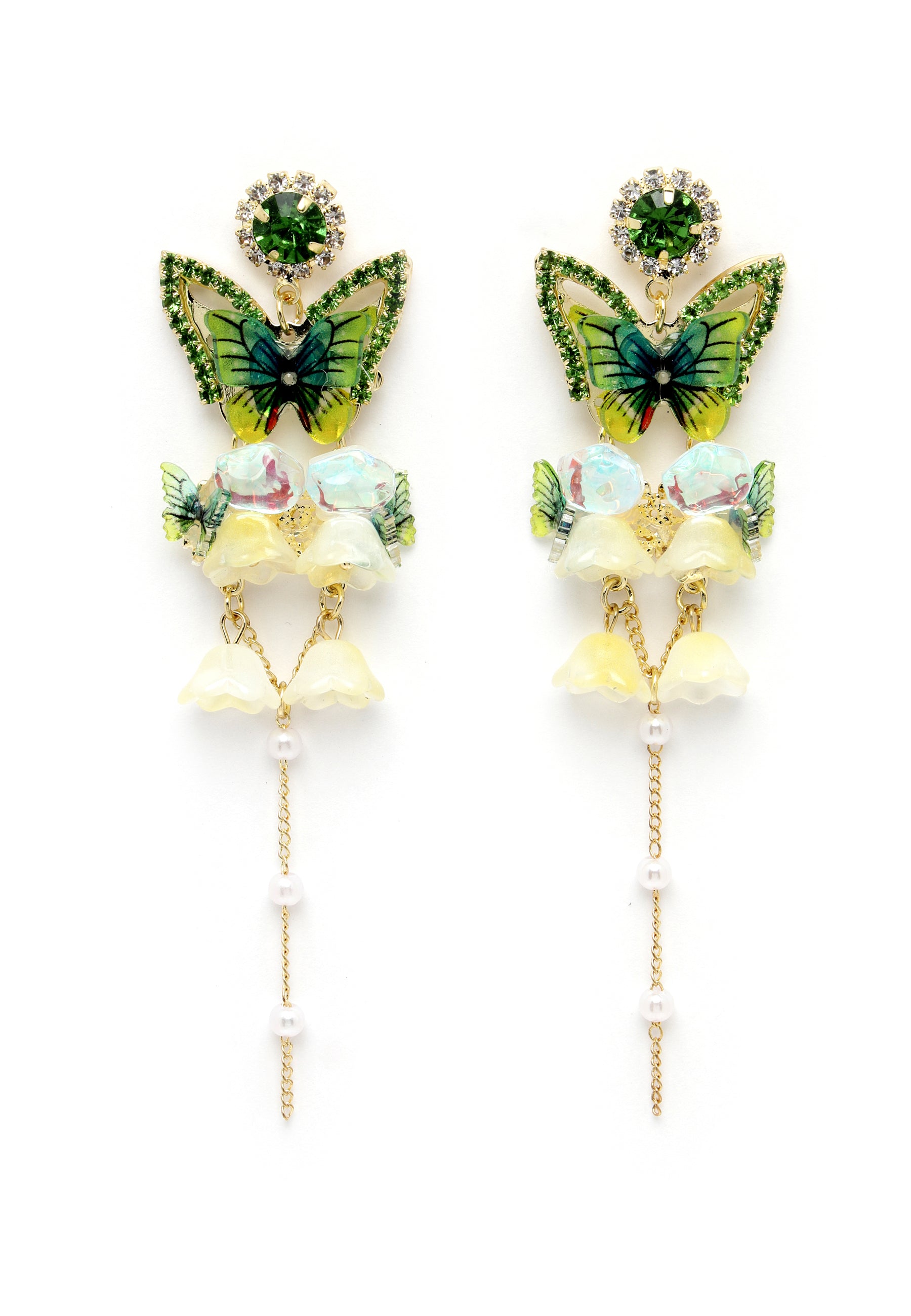 Butterfly Crystal Long Hanging Earrings