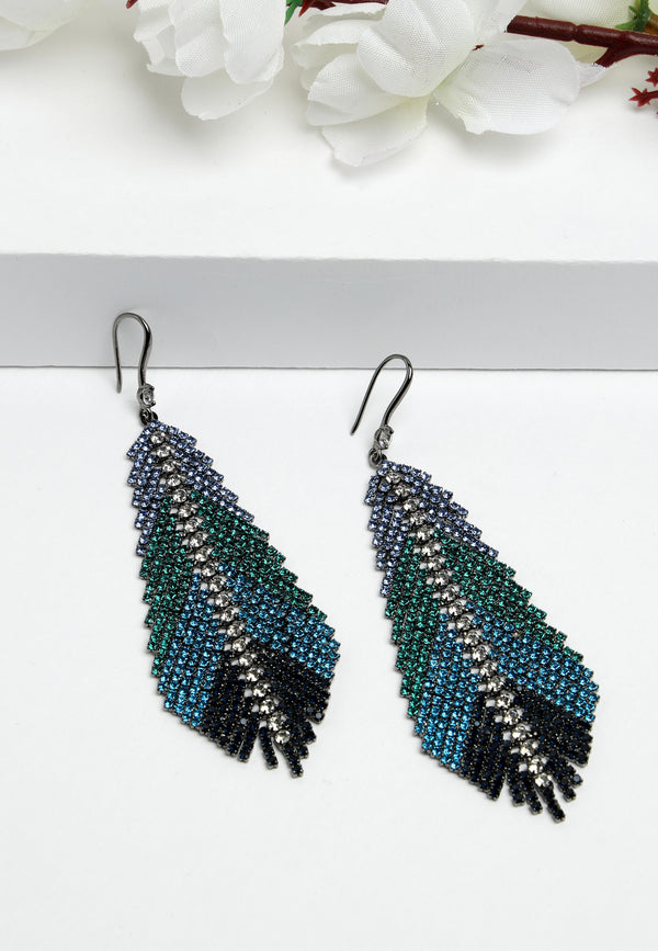 Boucles d'oreilles à tige avec cristaux et plumes