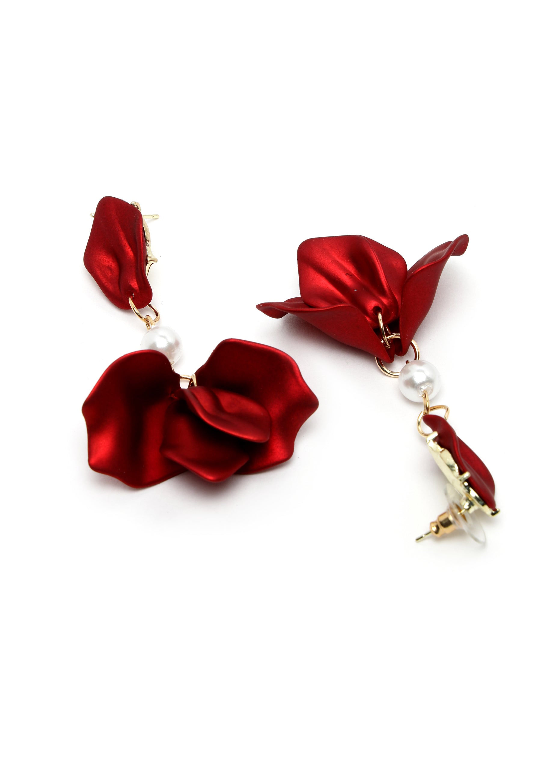 Rose drop Earrings in Red